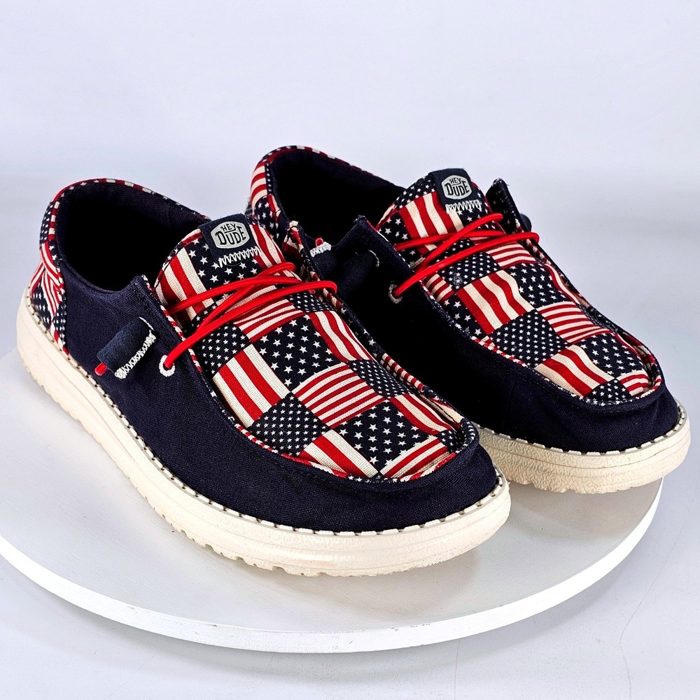Hey Dude Wendy Funk Americana Bandana Stars Stripes Navy Loafers 41097-6VX W8
